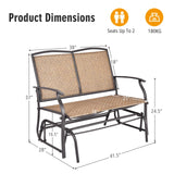 Tangkula 2-Person Patio Glider Bench, Outdoor Rocker Glider Loveseat Chair W/Heavy-Duty Steel Frame, Breathable Seat Fabric, Rocking Lounge Chair for Poolside, Garden, Backyard (Brown) Tangkula