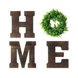 GLIWEN Wooden Home Sign Wall Decor with Artificial Wreath Hanging Wood Home Letters Farmhouse Home Decor for Wall Art Living Room Bedroom Kitchen Doorway,Brown GLIWEN