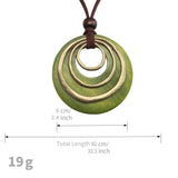 joymiao Leather Necklaces for Women Boho Leather Necklace Long Wooden Neckalce Circle Vintage Necklace Wooden Pendant Long Necklaces joymiao