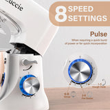 Stand Mixer, Zuccie 4.8QT Kitchen Electric Stand Mixer, 380W Motor Power Food Mixer, 8+P-Speed Dough Mixer with Dough Hook, Wire Whip & Beater, White Zuccie