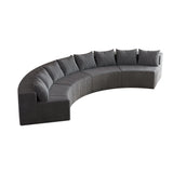 KEIKI Corduroy Curved Sectional Sofa, 4 Seater Symmetrical Modular Semi Circular Couch, Deep Seat Tufted Corner Sofa for Living Room, Lobby, Gray KEIKI