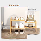 FILWH Bamboo Shoe Rack Stackable Shoe Shelf Storage Organizer for Unit Entryway Hallway and Closet Sturdy Freestanding Shoe Shelf(2 Tier Natural) FILWH