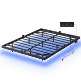 WLIVE Floating Queen Bed Frame, LED Bed Frame with Charging Station, Metal Platform Beds Queen Size with Heavy Duty Steel Slats, No Box Spring Needed, Easy Assembly, No Noise, Black WLIVE