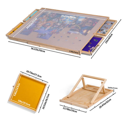 Tektalk Jigsaw Puzzle Table with Integrated Adjustable Stand/Bracket and Removable Cover, for Up to 1500 Pieces (with Integrated Adjustable Stand & Removable Cover) - WoodArtSupply