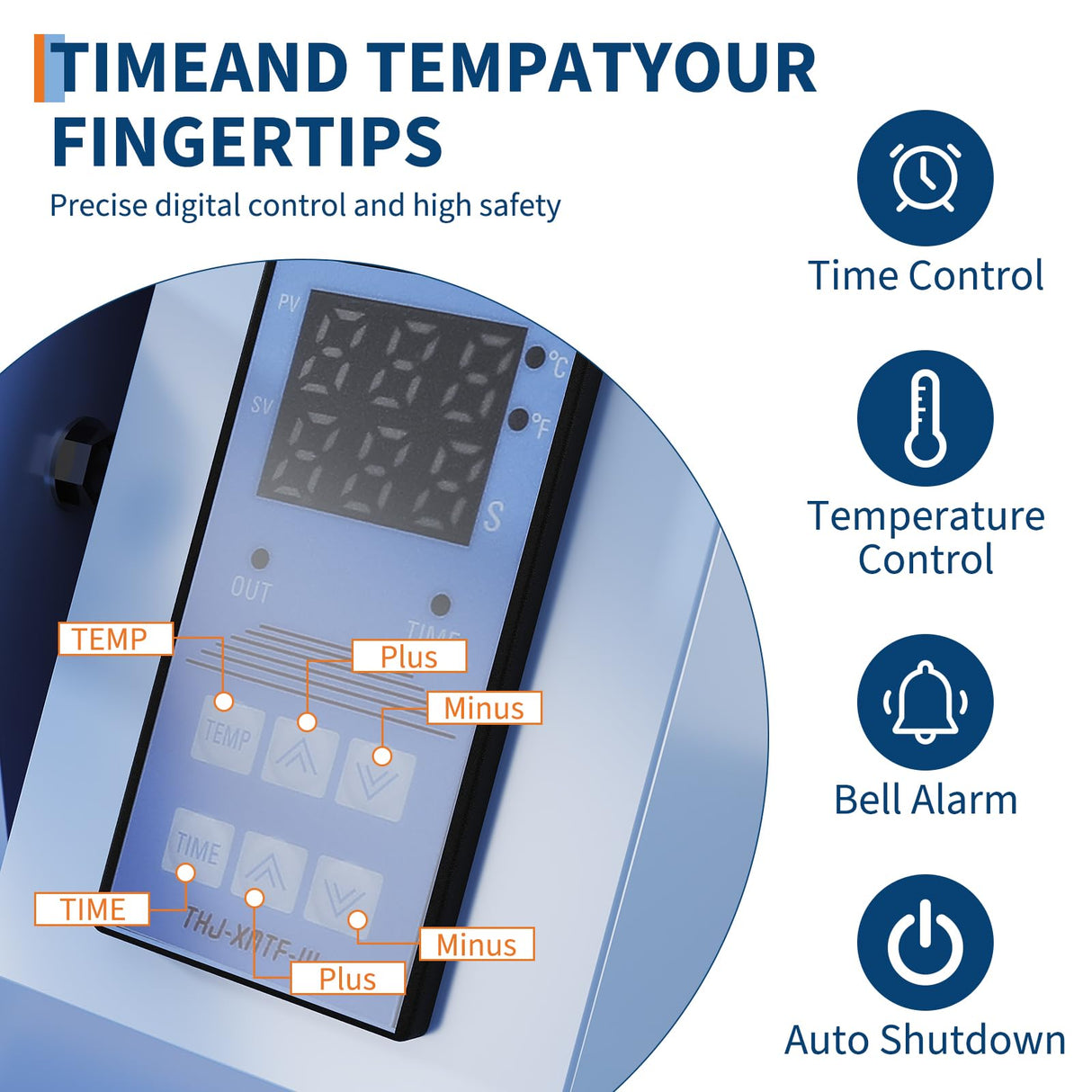 Heat Press, 16x20 Inch Machine, Fixed Clamshell Heat Transfer Machine for T-Shirts, Hats, Bags, Sublimation with Digital Display, 110V US Plug, Mist Blue Festisoul
