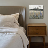 Bathroom Wall Art Vintage Farmhouse Canvas Print Retro Countryside Flower Field Nature Meadow Landscape Rustic Windmill Barn Picture Framed Artwork for Home Bedroom Living Room Black Purple 14x14inch Nicetop
