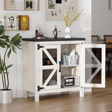 ANWBRAOD Farmhouse Buffet Cabinet 31.4" Sideboard Storage Cabinet with Barn Door and Adjustable Shelf Wood Rustic Accent Cabinet for Dinning Room, Kitchen, Hallway ULSC003W ANWBROAD