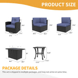 LayinSun 13 Pieces Patio Furniture Set with Fire Pit Table, Black Rattan Modular Sectional Outdoor Conversation Sofa Set, Swivel Rocking Chairs Set LayinSun