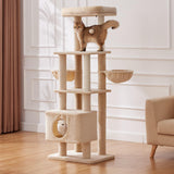 Gardner Pet Cat Tree, 65" Cat Tower with Scratching Post Cat Trees for Indoor Cats Large Adult Modern Cat Tree High Climbing Tower Home Decoration Beige-Basic Gardner Pet
