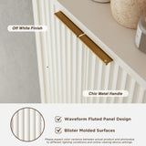 RedLemon 68" Tall Corner Cabinet, Modern Fluted Storage Cabinet with Faux Marble Top & Adjustable Shelves, Curved Profile Design, Space Saver for Bathroom, Living Room, Kitchen, Off White RedLemon