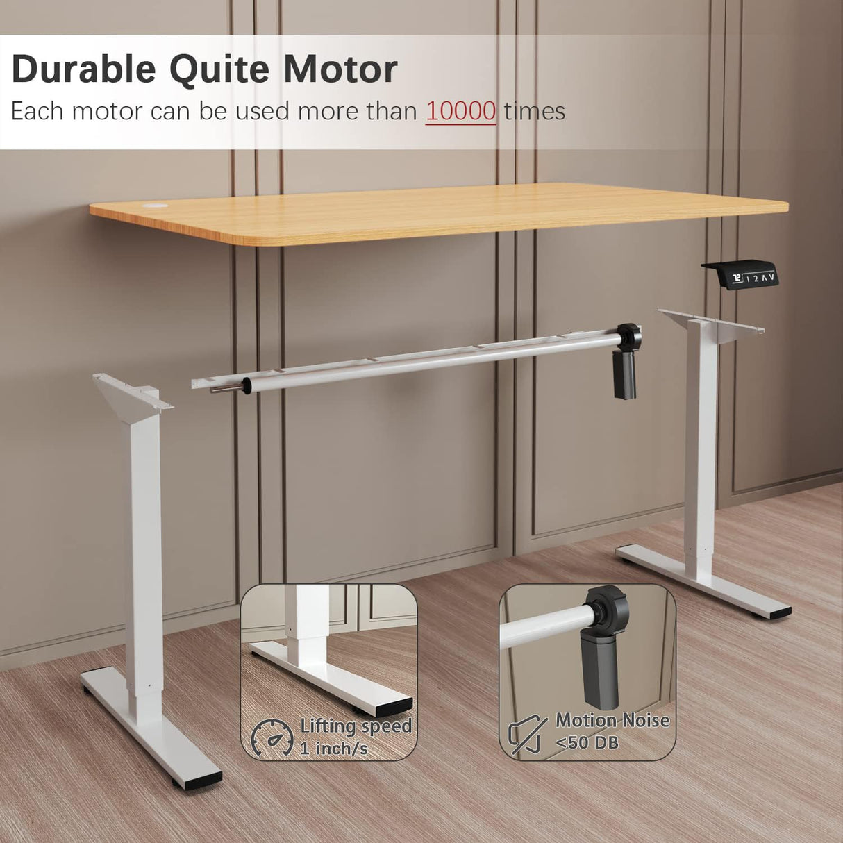 Furmax Electric Height Adjustable Standing Desk 55 x 24 Inches Large Sit Stand Up Desk Home Office Computer Desk Memory Preset with T-Shaped Metal Bracket, Nature Furmax