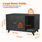 QuicMiou Cat Litter Box Enclosure, Hidden Litter Box Furniture Washroom Storage Cabinet, Modern Cat House with Scratche Pad (Black) QuicMiou