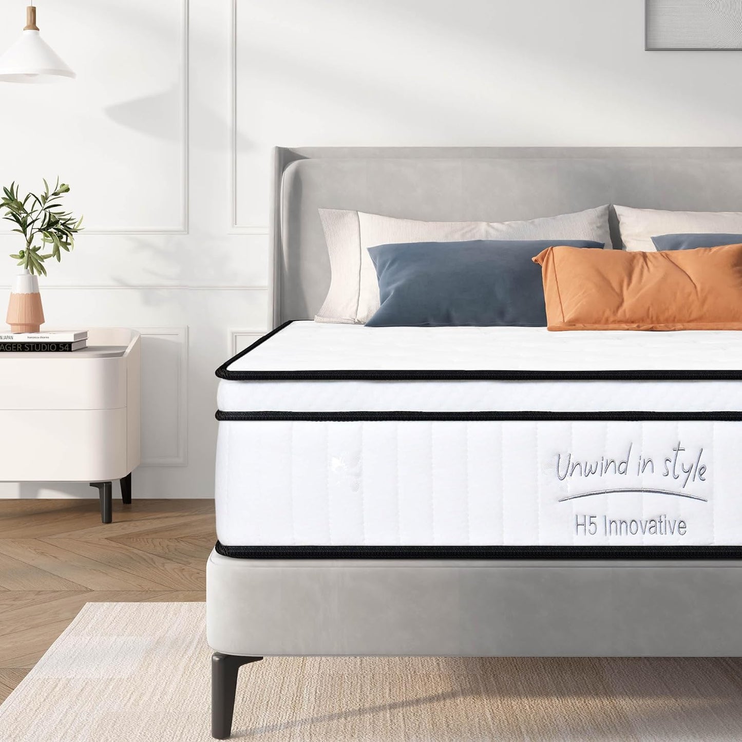 Queen Mattress,12 Inch Queen Size Mattress,Hybrid Mattress Queen In a Box,Individually Pocketed Innerspring,Fiberglass-Free Mattress,Medium Firm CertiPUR-US Certified,120 Nights Risk-Free Trial,White