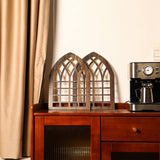 Yulejo 2 Pcs Rustic Window Frame Wall Decor Wooden Farmhouse Wall Decor 15.75'' x 11'' Arched Cathedral Window Home Decor Fake Window Pane Wall Art for Entryway Living Room Bedroom(Dark Brown) Yulejo