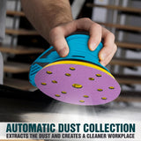 Autolock Electric Random Orbital Sander, 350W brushless motor with 5&6-inch pads, 4000-10000RPM Electric Palm Sander for Woodworking, Sanding and Polishing (Blue) Autolock