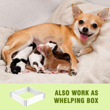 Kdgarden Raised Garden Bed Kit 4'x4' Outdoor Above Ground Planter Box for Growing Vegetables Flowers Herbs, DIY Gardening, Whelping Pen and More, Screwless White Vinyl Garden Bed with Grid Kdgarden