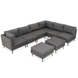 LAUSAINT HOME 8 Piece Outdoor Sectional Sofa PE Rattan Patio Conversation Sets, All Weather Patio Furniture Set with Thick Cushions for Garden, Poolside, Backyard (Grey) LAUSAINT HOME