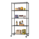 NEAT by TRINITY 5-Tier Adjustable Wire Shelving with Wheels, Wire Shelf Rack for Kitchen Organization, Garage Storage, 400 to 2000 Pound Capacity, NSF Certified, 36” x 18” x 72”, Black NEAT by TRINITY