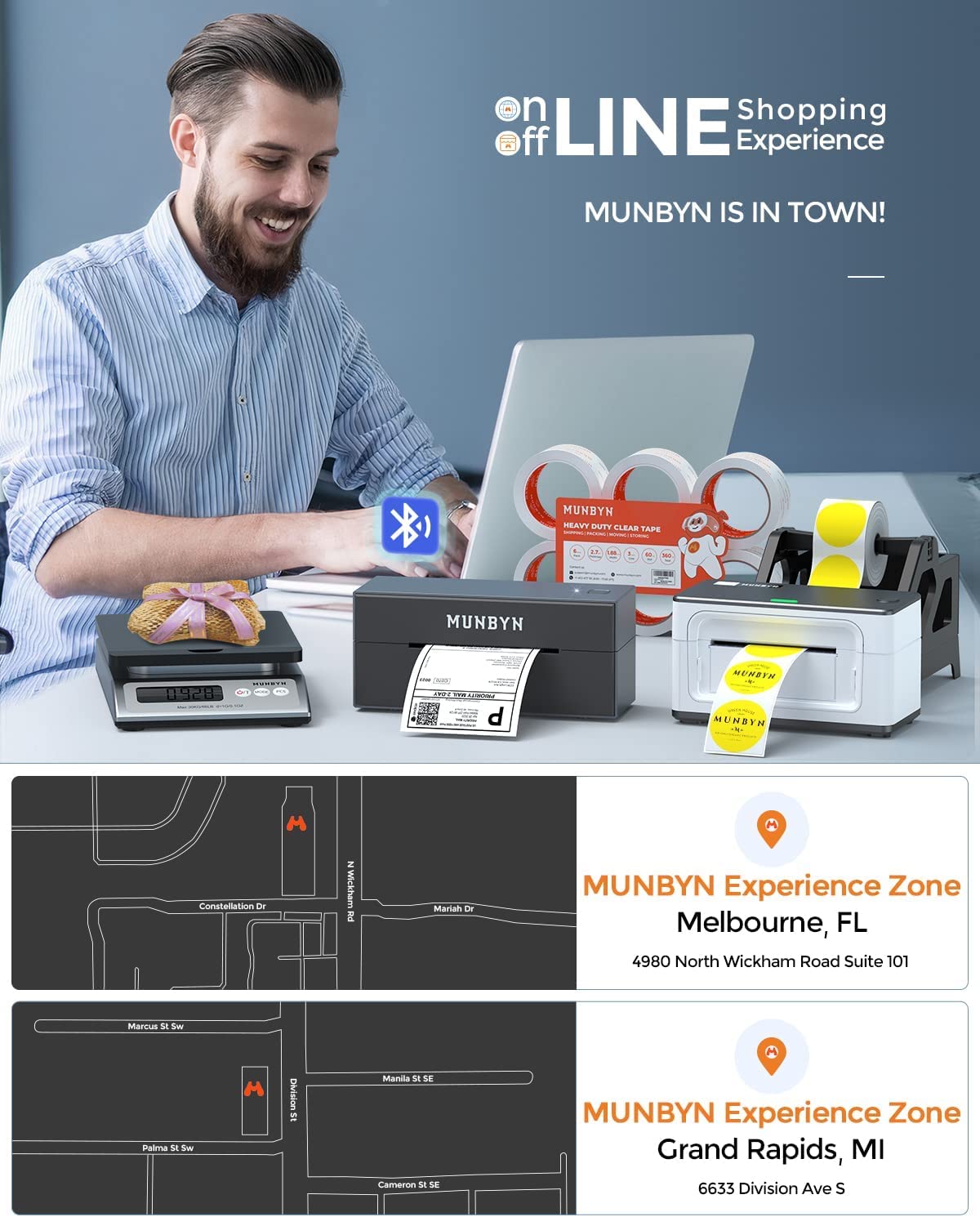 MUNBYN Shipping Label Printer RealWriter 941, 4x6 Label Printer for Shipping Packages, USB Thermal Printer for Home Shipping Small Business, Compatible with macOS, Windows (USB Only)