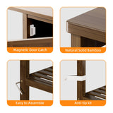 HITNET Bathroom Cabinet Freestanding, Bamboo Floor Cabinet, Kitchen Storage Organizer with 3 Side Open Shelves for Bedroom, Living Room, Home Office, Walnut HITNET