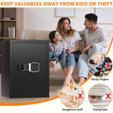 3.0 Cub Large Home Safe Fireproof Waterproof, Digital Firep roof Safe Box With Fireproof Bag, Combination Lock and Alarm Systerm, Fire Safes for Home Documents Money Valuables Bukumo