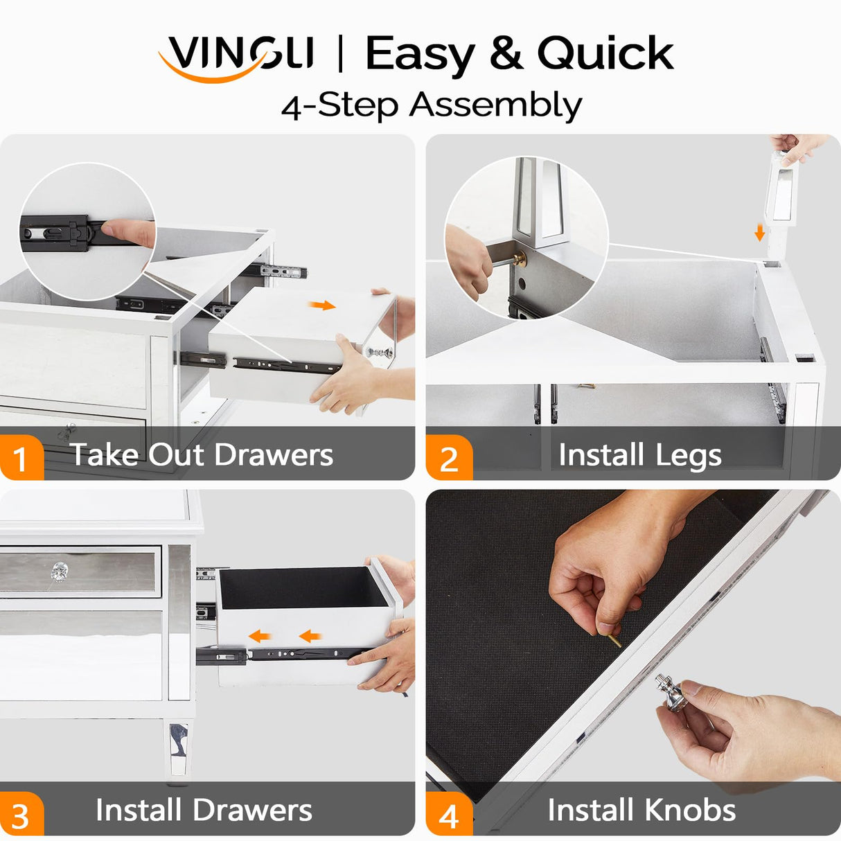 VINGLI Mirrored Lift Top Coffee Table, Assembled Modern Coffee Table with Drawers for Living Room (Silver, 35'' x 19'' x 18'') VINGLI