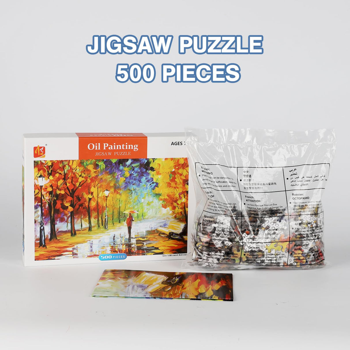 SiTimmGer Jigsaw Puzzles 500 Pieces for Adults Evening Walk on Rainy Day Street Tree Oil Painting Modern Landscape for Teens Kids Great Gift Intellectual Game Toys 14.5" x 20" SiTimmGer