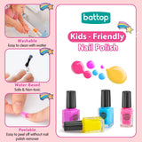 BATTOP Kids Nail Polish Set for Girls, Nail Art Kits with Nail Dryer & Glitter Pen, Quick Dry & Peel Off & Non-Toxic Nail Polish, Christmas Birthday Gifts for Girls Ages 6 7 8 9 10 11 12 BATTOP