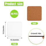 40pcs Sublimation Square Coasters, Cardboard Coasters, 4x4in MDF Hardboard Coaster MDF Wooden Coaster Sublimation Cork Coasters Bulk for DIY Crafts Painting Home Decoration NQEUEPN