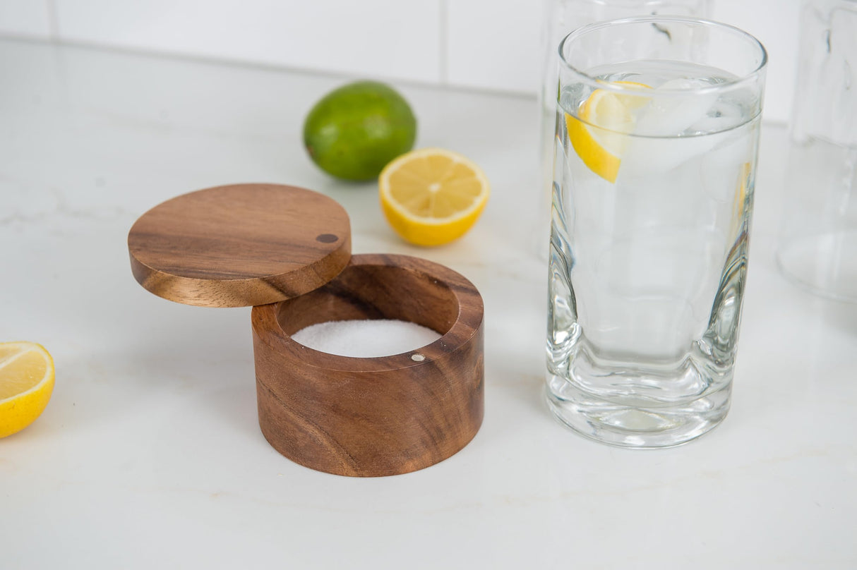 Lipper International Acacia Wood Salt or Spice Box with Swivel Cover, 3-1/2" x 2-1/2" Lipper International