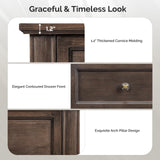 VINGLI 6 Drawer Dresser Wood, 47" Long Dresser for Bedroom, Chest of Drawers, French Vintage Brown Dressers for Living Room, Hallway, 47.24" W*15.75D*31.5" H VINGLI