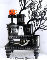 Felt Creative Home Goods Decorative Wood Risers for Decor | Tiered Tray Stand | Farmhouse Beaded Riser Stand for Decor | Wooden Pedestal Stand Large 12x16 Beaded Tray for Kitchen Coffee Bar (Black) Felt Creative Home Goods