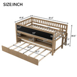 JIJIWANG Twin Size Low Loft Bed with Storage Shelves and Blackboard Wooden Loft Bed with Trundle, Wood Slats Support, No Box Spring Required, Walnut JIJIWANG