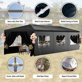 10x30FT Black Party Tent Outdoor Canopy Tent Heavy Duty Wedding Tent Waterproof Patio Gazebo Event Tents for Parties with 8 Removable Sidewalls Perfect for Holiday Birthday Graduation BBQ susici