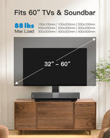 PERLESMITH Universal TV Stand - Table Top TV Stand for 32-60 inch LCD LED TVs - Height Adjustable TV Base Stand with Tempered Glass Base & Wire Management, VESA 400x400mm PSTVS04 PERLESMITH