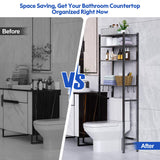 samstar 4 Tier Over The Toilet Storage Rack, Bathroom Organizer Shelves Cabinet Above Toilet, with Adjustable Height Freestanding Shelf Space Saver, Black samstar