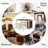 AMERLIFE 5-Piece Solid Wood Counter Height Kitchen Island Table Set with Storage, Farmhouse Dining Table & Upholstered Stools, Rustic Brown & White AMERLIFE