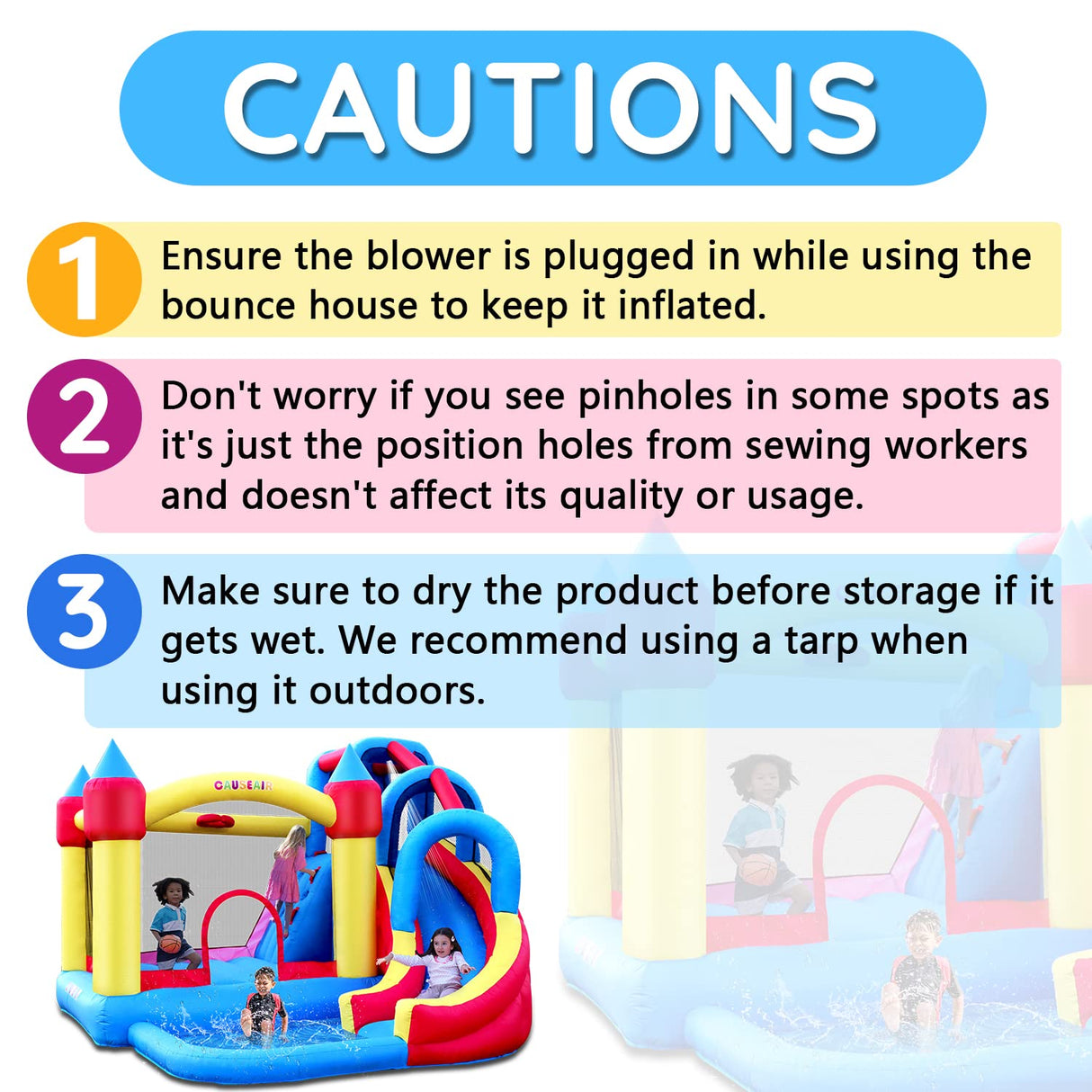 Causeair Giant Inflatable Bounce House with Water Slide,Wet & Dry Use,Basketball Hoop,Climbing Wall,Heavy Duty GFCI Blower,Bouncy Castle with Ball Pit causeair