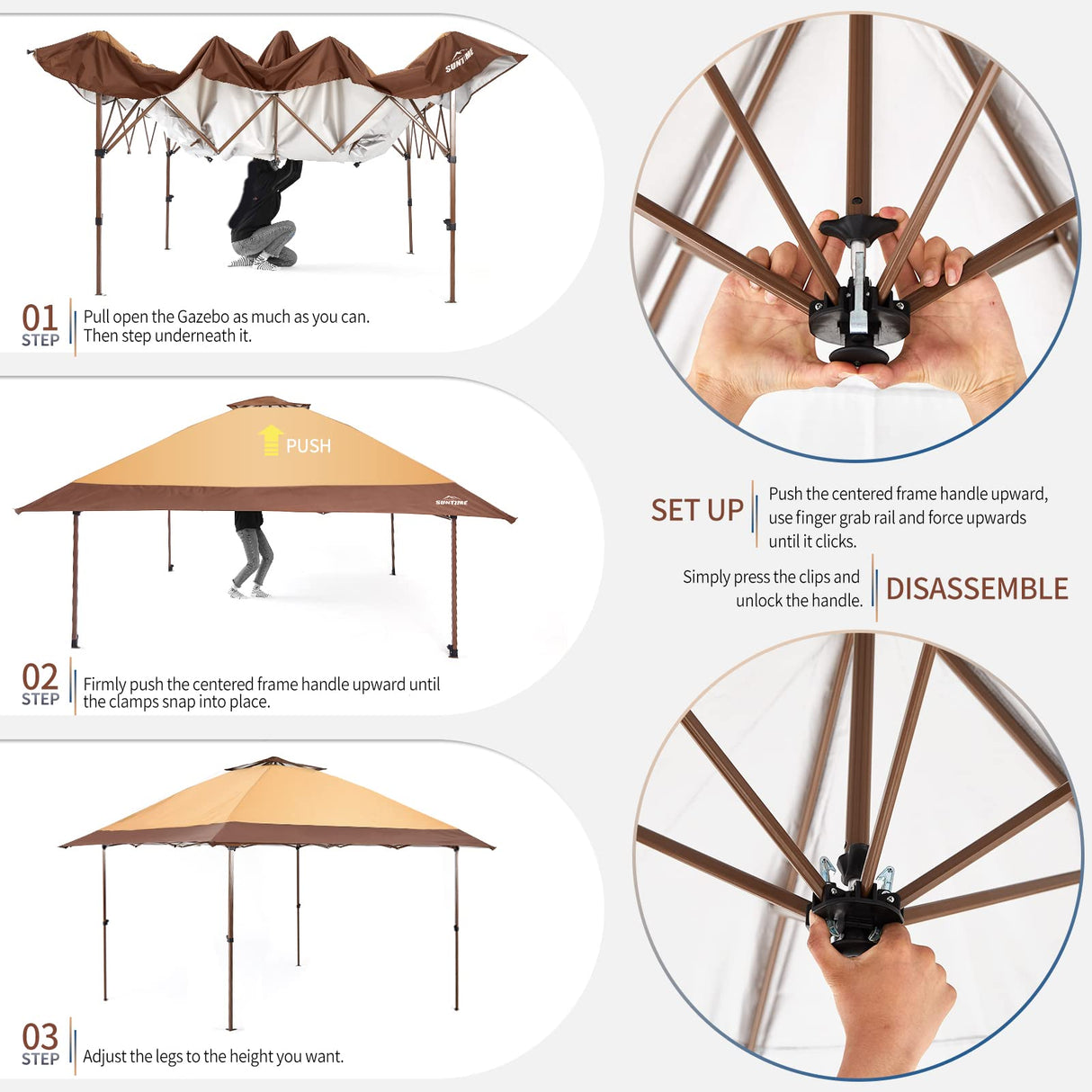 OUTDOOR LIVING SUNTIME Instant Pop Up Patio Gazebo with Full Netting for Family Parties and Outdoor Activities(Netting Sidewalls) OUTDOOR LIVING SUNTIME