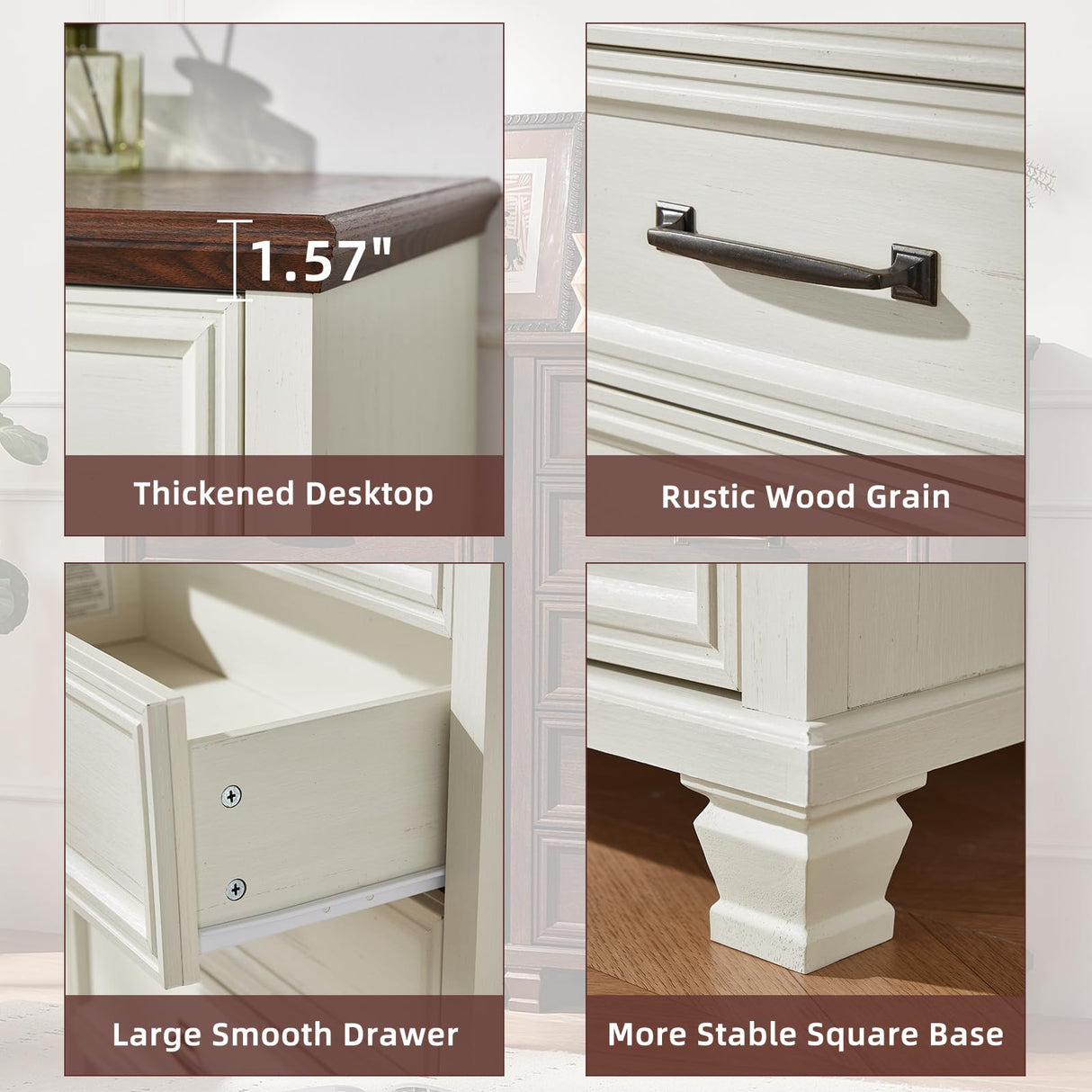 SAVOR LIFE Farmhouse 5 Drawer Dresser for Bedroom, 45” Tall Dresser for Closet, Rustic Wooden Chests of Drawer for Bedroom, Hallway, Entryway, White SAVOR LIFE