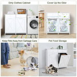 Clevich Double Tilt Out Trash Cabinet 20 Gal, Kitchen Wooden Recycling Cabinet, Hidden Trash Can Holder w/Drawers & Tabletop, Dog-Proof Trash Bin Cabinet, Trash Bins NOT Included(White) Clevich