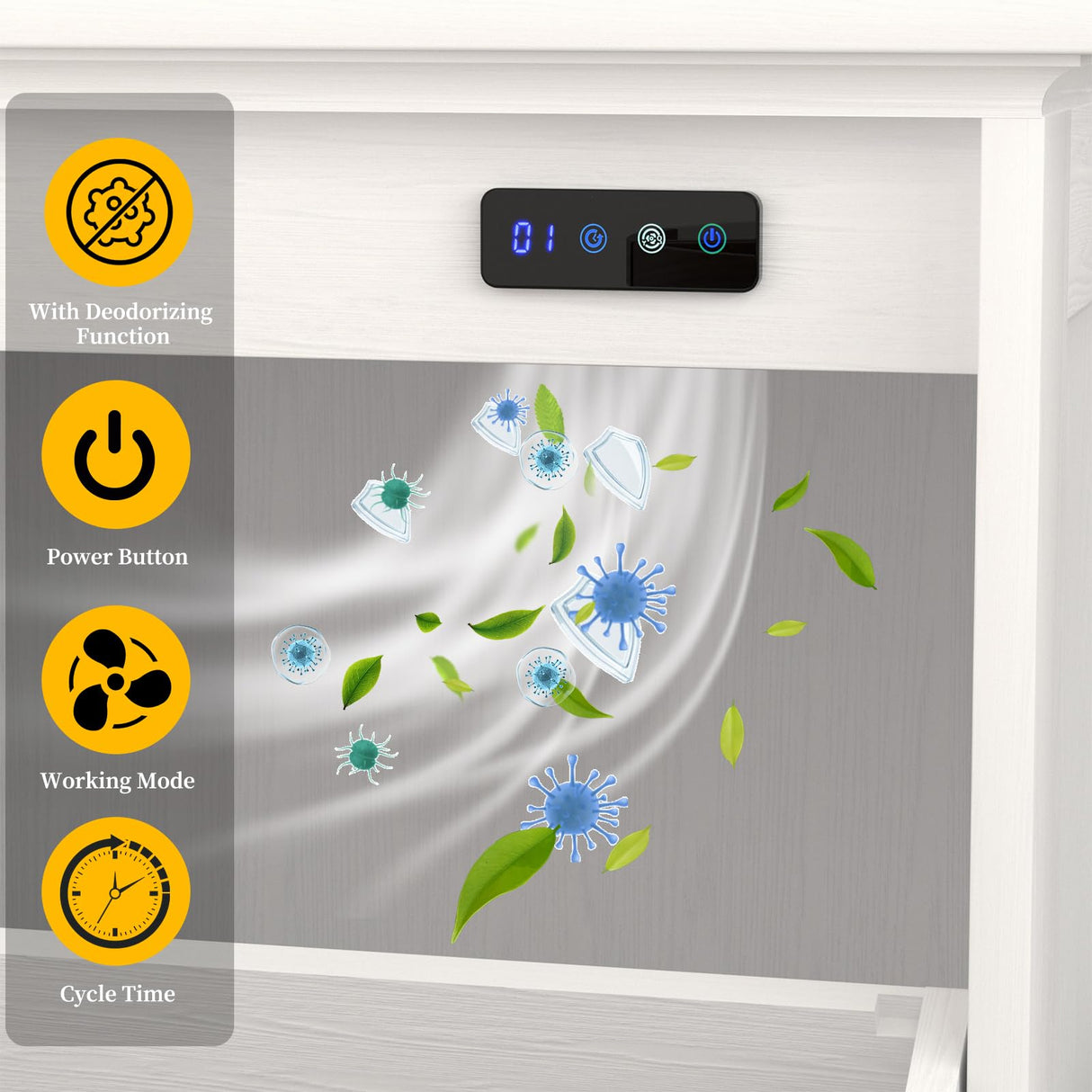 Ymise Tilt Out Trash Cabinet, 10-Gallon Trash Can Cabinet with Deodorising Function, Wooden Freestanding Garbage Can Cabinet for Home and Kitchen Hidden Laundry Hamper Cabinet, White Ymise