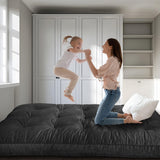 OGEMXU Futon Mattres Full Size 6",Flannel Floor Foldable for Adults,Floor Futon Mattress,High Density Shredded Foam Filling Mattress for Bedroom,Living (Frame Not Included), 54 x 80,Black OGEMXU