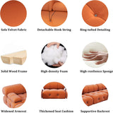 JACH U-Shaped Modular Sectional Couch, 138"" Minimalist Velvet Sofas, Convertible Couches, Mid-Century Modern Sectional Sofa with Chaise Ottomans for Living Room Apartment (Orange), 105OR-U-U JACH