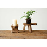 Creative Co-Op Small Wood Pedestal with Handle Creative Co-Op