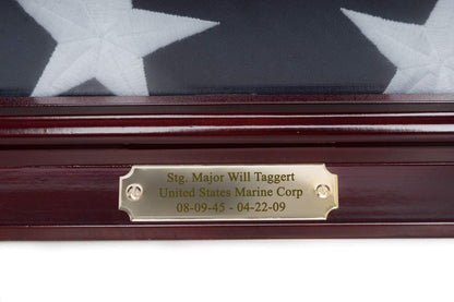 Custom Personalized Solid Wood Triangle Glass Front Flag Display case - WoodArtSupply