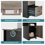 Bestier 59” Executive Desk with 2 Drawers, Computer Desk with Storage Cabinet, Industrial Wood Desk with File Drawer, Keyboard Tray & 2 Pedestals for Home Office & Studio, Gray Bestier