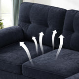 EASELAND 82" L-Shape Sofa with Reversible Chaise Lounge, Convertible Sectional Sofa Couch, Chenille Modern Sofa Couch for Living Room, Apartment and Office, Removable Cover (Dark Blue) EASELAND