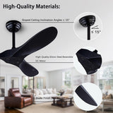 52" Ceiling Fan with Remote Control without Light, Modern Reversible DC Motor Indoor Outdoor 3 Blade Ceiling Fan for Patio, Bedroom and Farmhouse (Black) dearnow