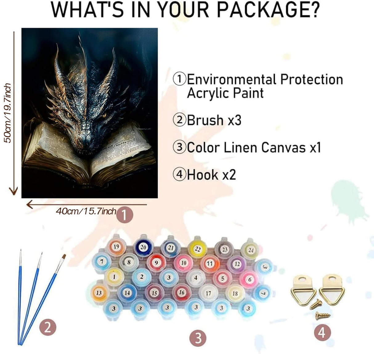 MBNTJHT Dragon Paint by Numbers Kit for Adults,Black Dragon and Book Paint by Number Kits with Brushes for Adults Beginner,DIY Unframed Oil Painting Kits for Home Wall Decor 16x20 Inch. MBNTJHT